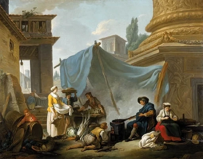 Commercianti in un mercato romano